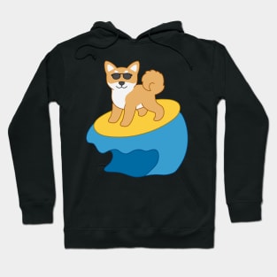 Shiba Inu on surfboard Hoodie